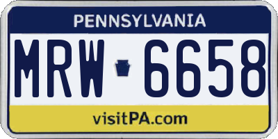 PA license plate MRW6658
