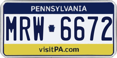 PA license plate MRW6672
