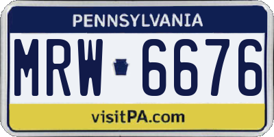 PA license plate MRW6676