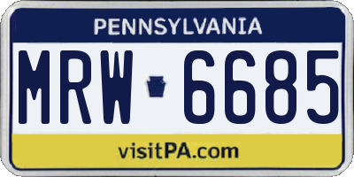 PA license plate MRW6685