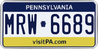 PA license plate MRW6689
