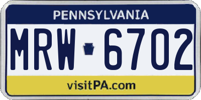 PA license plate MRW6702