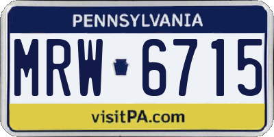 PA license plate MRW6715