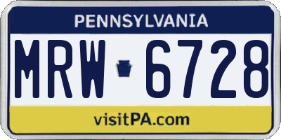 PA license plate MRW6728