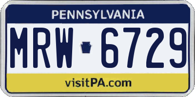 PA license plate MRW6729