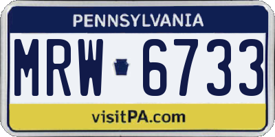 PA license plate MRW6733