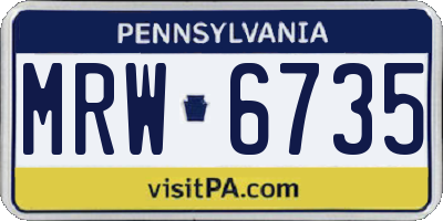 PA license plate MRW6735