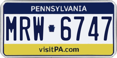 PA license plate MRW6747
