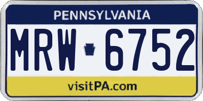 PA license plate MRW6752