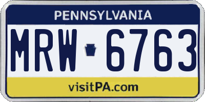PA license plate MRW6763