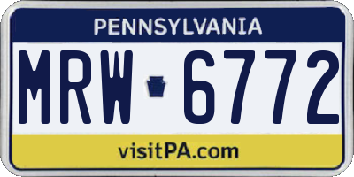 PA license plate MRW6772