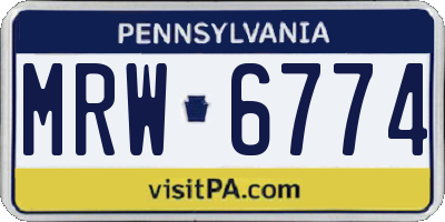 PA license plate MRW6774