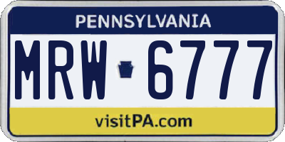 PA license plate MRW6777