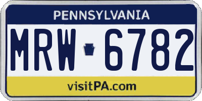 PA license plate MRW6782