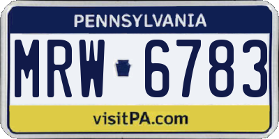 PA license plate MRW6783