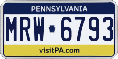 PA license plate MRW6793