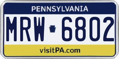 PA license plate MRW6802