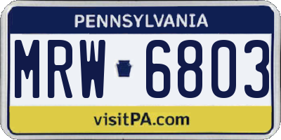 PA license plate MRW6803