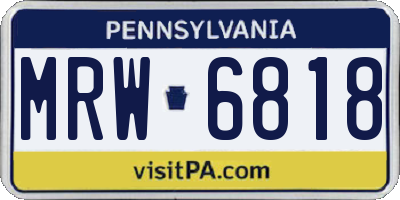 PA license plate MRW6818