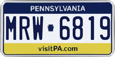 PA license plate MRW6819