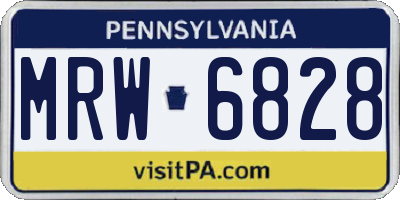 PA license plate MRW6828