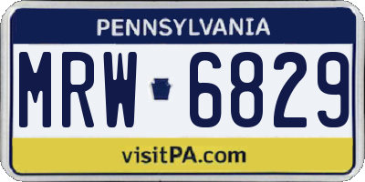 PA license plate MRW6829