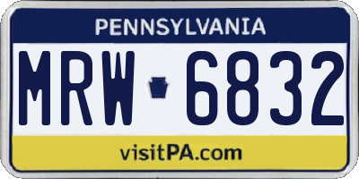 PA license plate MRW6832