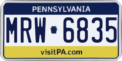 PA license plate MRW6835