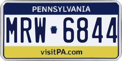 PA license plate MRW6844
