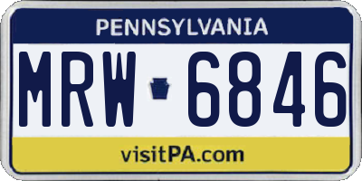PA license plate MRW6846