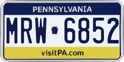 PA license plate MRW6852