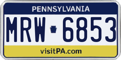 PA license plate MRW6853