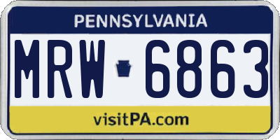 PA license plate MRW6863