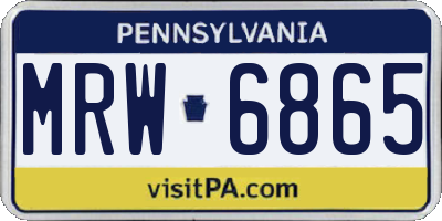 PA license plate MRW6865