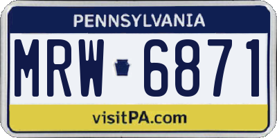 PA license plate MRW6871