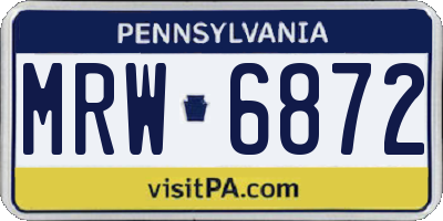 PA license plate MRW6872