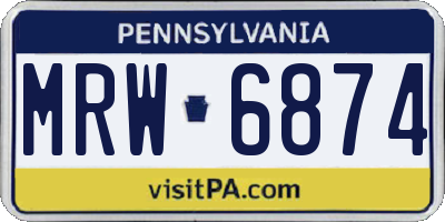 PA license plate MRW6874