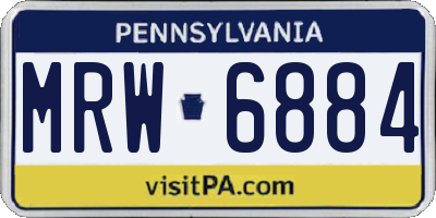 PA license plate MRW6884