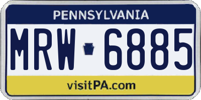 PA license plate MRW6885