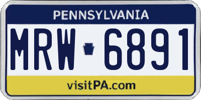 PA license plate MRW6891