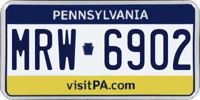 PA license plate MRW6902