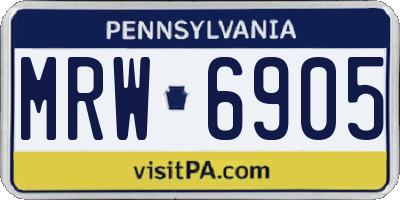 PA license plate MRW6905
