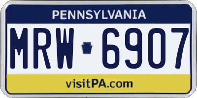 PA license plate MRW6907