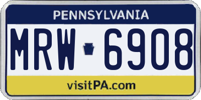 PA license plate MRW6908