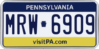 PA license plate MRW6909