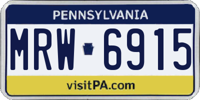 PA license plate MRW6915