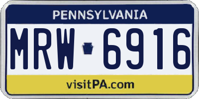 PA license plate MRW6916