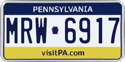 PA license plate MRW6917