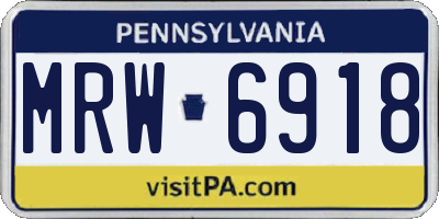 PA license plate MRW6918