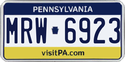 PA license plate MRW6923